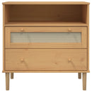 skænk SENJA 80x40x80 cm rattan-look massivt fyrretræ brun