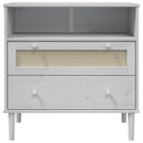 skænk SENJA 80x40x80 cm rattan-look massivt fyrretræ hvid