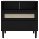 skænk SENJA 80x40x80 cm rattan-look massivt fyrretræ sort
