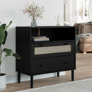 skænk SENJA 80x40x80 cm rattan-look massivt fyrretræ sort