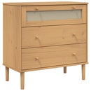 kommode SENJA rattanlook 80x40x80 cm massivt fyrretræ brun