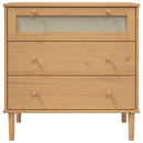 kommode SENJA rattanlook 80x40x80 cm massivt fyrretræ brun