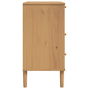 kommode SENJA rattanlook 80x40x80 cm massivt fyrretræ brun