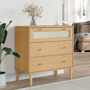 kommode SENJA rattanlook 80x40x80 cm massivt fyrretræ brun