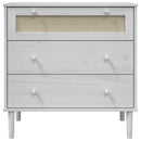 kommode SENJA rattanlook 80x40x80 cm massivt fyrretræ hvid