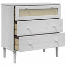 kommode SENJA rattanlook 80x40x80 cm massivt fyrretræ hvid