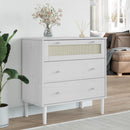 kommode SENJA rattanlook 80x40x80 cm massivt fyrretræ hvid