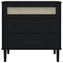 kommode SENJA rattanlook 80x40x80 cm massivt fyrretræ sort