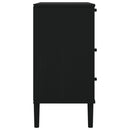 kommode SENJA rattanlook 80x40x80 cm massivt fyrretræ sort