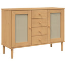 skænk SENJA 112x40x80 cm rattan-look massivt fyrretræ brun