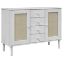skænk SENJA 112x40x80 cm rattan-look massivt fyrretræ hvid