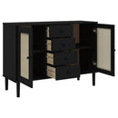 skænk SENJA 112x40x80 cm rattan-look massivt fyrretræ sort