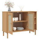 skænk SENJA 112x40x80 cm rattan-look massivt fyrretræ brun
