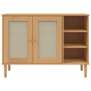 skænk SENJA 112x40x80 cm rattan-look massivt fyrretræ brun