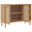 skænk SENJA 112x40x80 cm rattan-look massivt fyrretræ brun