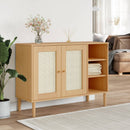 skænk SENJA 112x40x80 cm rattan-look massivt fyrretræ brun