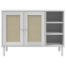skænk SENJA 112x40x80 cm rattan-look massivt fyrretræ hvid