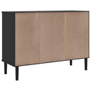 skænk SENJA 112x40x80 cm rattan-look massivt fyrretræ sort
