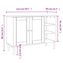 skænk SENJA 112x40x80 cm rattan-look massivt fyrretræ sort