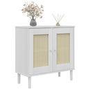 skænk SENJA 80x35x80 cm rattan-look massivt fyrretræ hvid