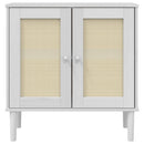 skænk SENJA 80x35x80 cm rattan-look massivt fyrretræ hvid