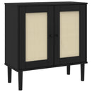 skænk SENJA 80x35x80 cm rattan-look massivt fyrretræ sort