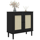 skænk SENJA 80x35x80 cm rattan-look massivt fyrretræ sort