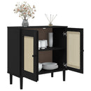 skænk SENJA 80x35x80 cm rattan-look massivt fyrretræ sort