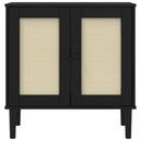 skænk SENJA 80x35x80 cm rattan-look massivt fyrretræ sort