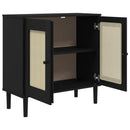 skænk SENJA 80x35x80 cm rattan-look massivt fyrretræ sort