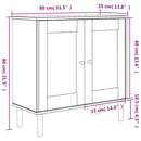 skænk SENJA 80x35x80 cm rattan-look massivt fyrretræ sort
