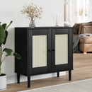 skænk SENJA 80x35x80 cm rattan-look massivt fyrretræ sort