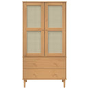 klædeskab SENJA 90x55x175 cm rattan-look massivt fyrretræ brun