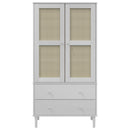 klædeskab SENJA 90x55x175 cm rattan-look massivt fyrretræ hvid
