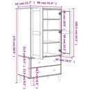 klædeskab SENJA 90x55x175 cm rattan-look massivt fyrretræ hvid
