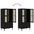 klædeskab SENJA 90x55x175 cm rattan-look massivt fyrretræ sort