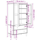 klædeskab SENJA 90x55x175 cm rattan-look massivt fyrretræ sort