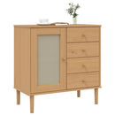 skænk SENJA 80x40x80 cm rattan-look massivt fyrretræ brun