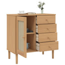 skænk SENJA 80x40x80 cm rattan-look massivt fyrretræ brun