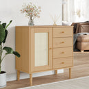 skænk SENJA 80x40x80 cm rattan-look massivt fyrretræ brun