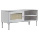 tv-bord SENJA 106x40x49 cm rattan-look massivt fyrretræ hvid