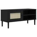 tv-bord SENJA 106x40x49 cm rattan-look massivt fyrretræ sort