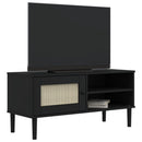 tv-bord SENJA 106x40x49 cm rattan-look massivt fyrretræ sort