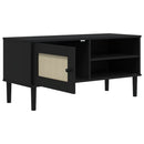 tv-bord SENJA 106x40x49 cm rattan-look massivt fyrretræ sort