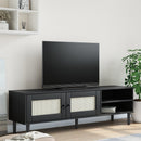tv-bord SENJA 158x40x49 cm rattan-look massivt fyrretræ sort