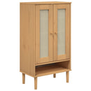 skoskab SENJA 59,5x35x107 cm rattan-look massivt træ brun