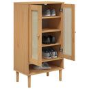 skoskab SENJA 59,5x35x107 cm rattan-look massivt træ brun