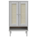 skoskab SENJA 59,5x35x107 cm rattan-look massivt træ hvid