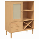 skænk SENJA 90x40x112 cm rattan-look massivt fyrretræ brun