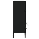 skænk SENJA 90x40x112 cm rattan-look massivt fyrretræ sort